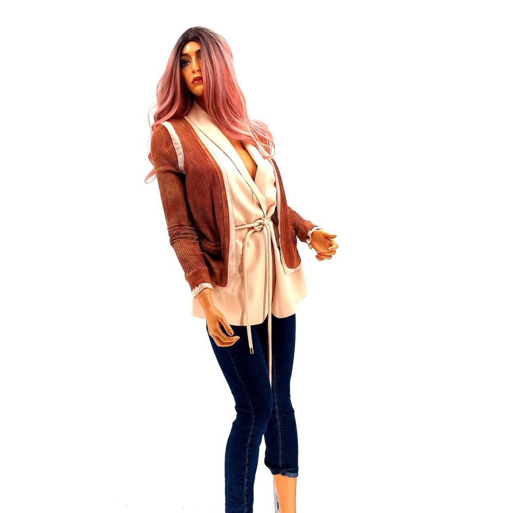 BCBGMAXAZRIA Eugene Pointelle Two Tone Cardigan